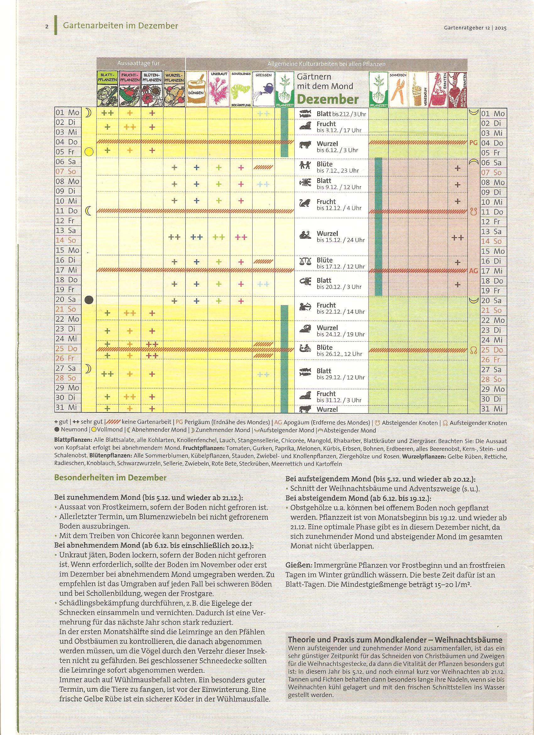 Mondkalender Dezember 2025